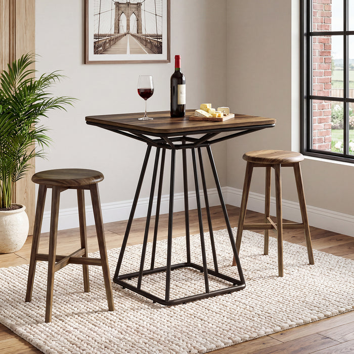 31.5" Square Bar Table, Industrial Counter Height Bistro Dining Tables
