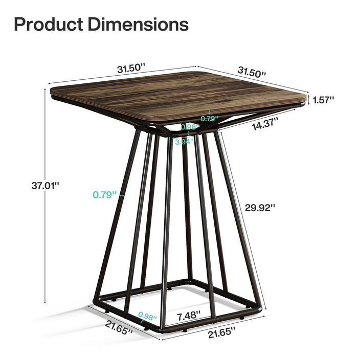 31.5" Square Bar Table, Industrial Counter Height Bistro Dining Tables