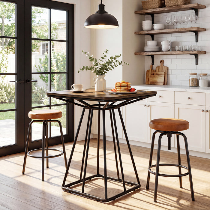 31.5" Square Bar Table, Industrial Counter Height Bistro Dining Tables