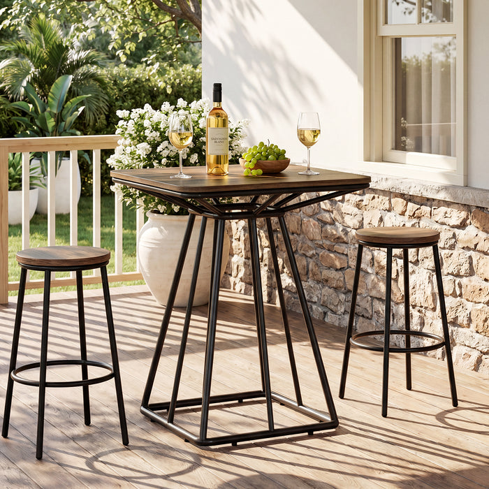 31.5" Square Bar Table, Industrial Counter Height Bistro Dining Tables