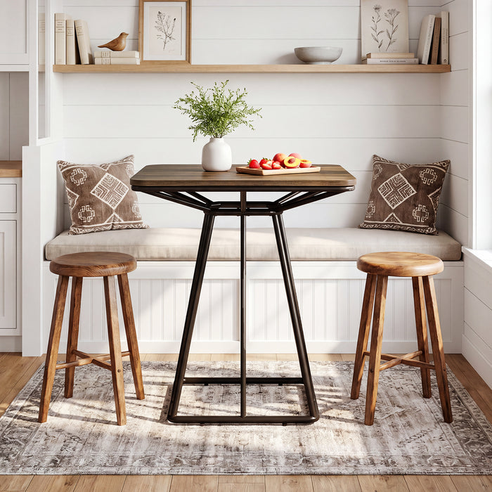 31.5" Square Bar Table, Industrial Counter Height Bistro Dining Tables