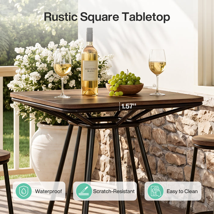 31.5" Square Bar Table, Industrial Counter Height Bistro Dining Tables