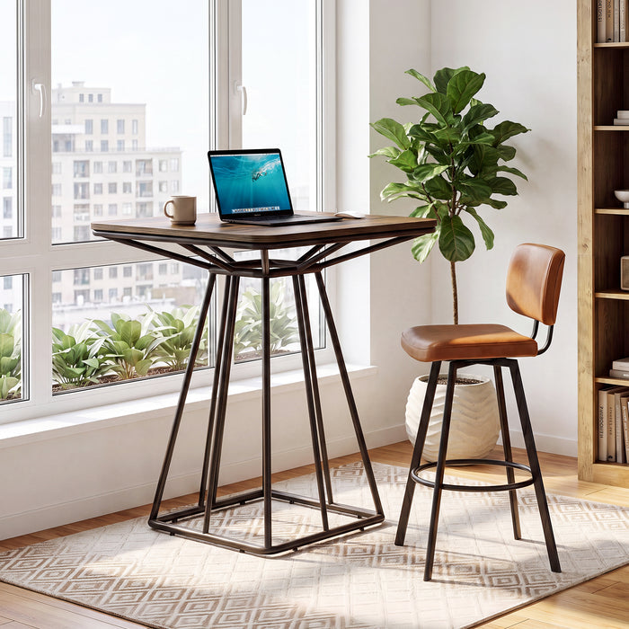 31.5" Square Bar Table, Industrial Counter Height Bistro Dining Tables
