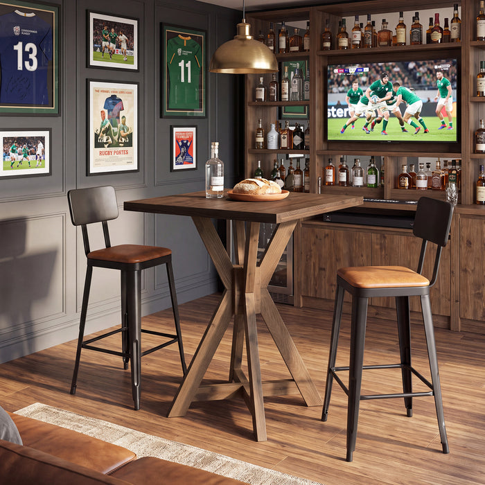 31.5" Square Bar Table, Solid Wood Counter-Height Pub Table for Kitchen, Home Bar