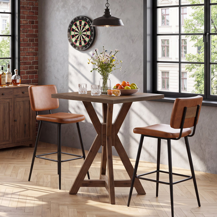 31.5" Square Bar Table, Solid Wood Counter-Height Pub Table for Kitchen, Home Bar