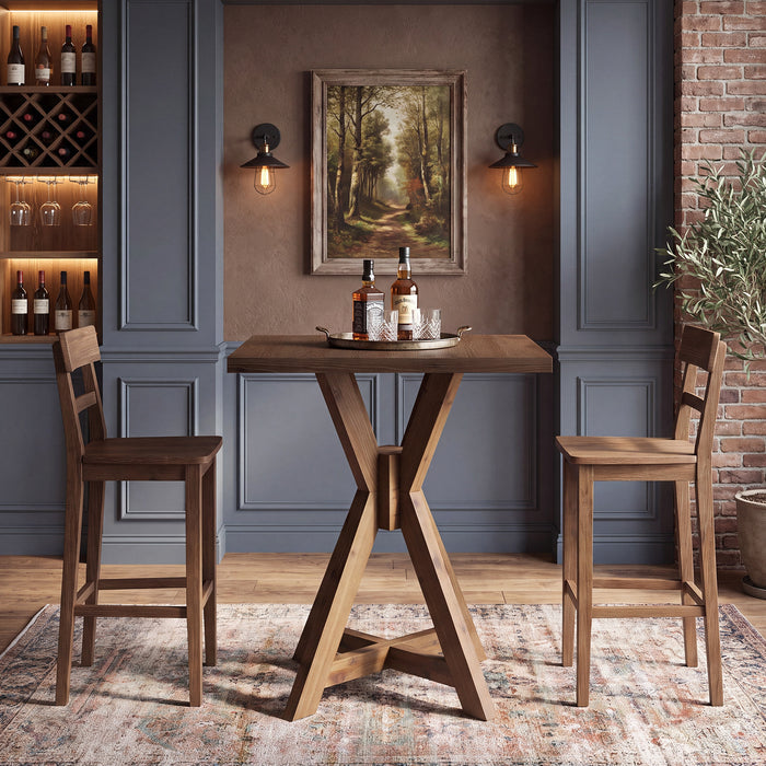 31.5" Square Bar Table, Solid Wood Counter-Height Pub Table for Kitchen, Home Bar