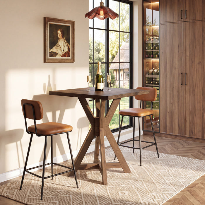 31.5" Square Bar Table, Solid Wood Counter-Height Pub Table for Kitchen, Home Bar