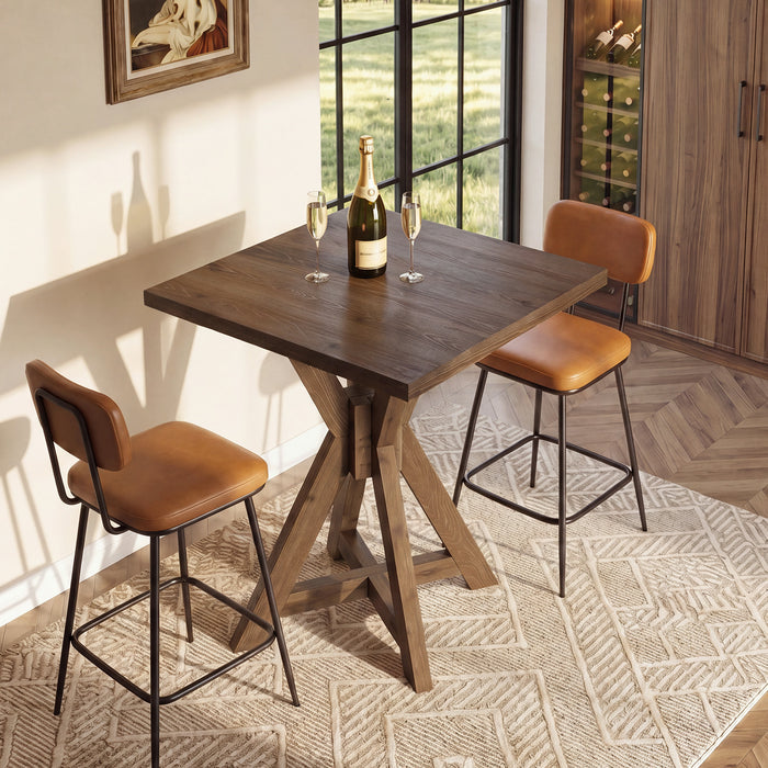 31.5" Square Bar Table, Solid Wood Counter-Height Pub Table for Kitchen, Home Bar