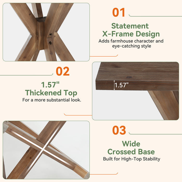 31.5" Square Bar Table, Solid Wood Counter-Height Pub Table for Kitchen, Home Bar