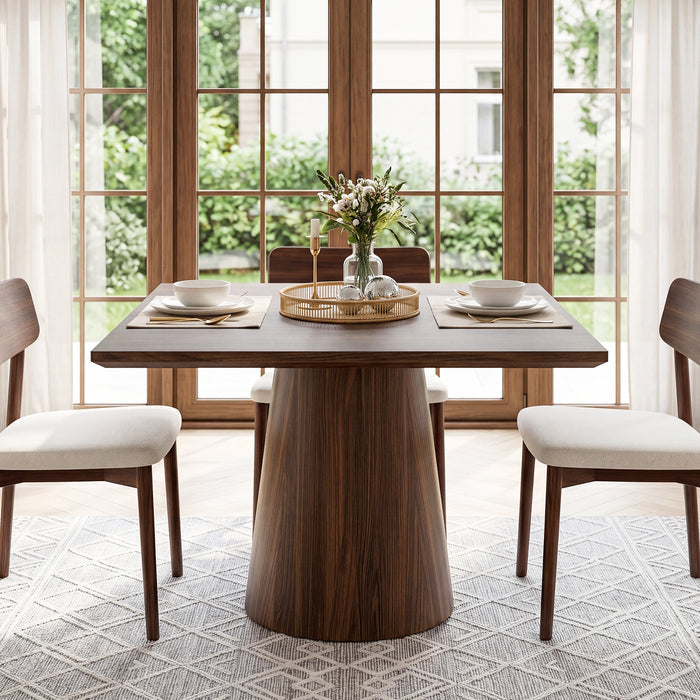 31.5" Square Dining Table, Mid-Century Modern Kitchen Table with Pedestal Base