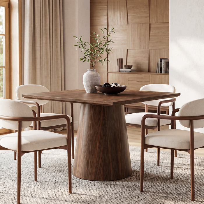 31.5" Square Dining Table, Mid-Century Modern Kitchen Table with Pedestal Base