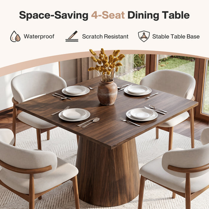 31.5" Square Dining Table, Mid-Century Modern Kitchen Table with Pedestal Base
