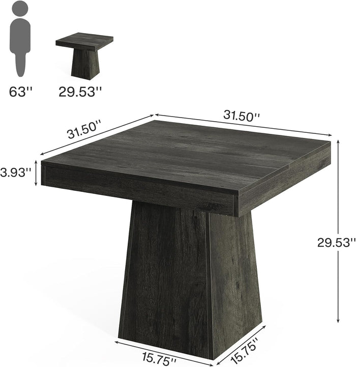 31.5" Square Dining Table, Small Farmhouse Kitchen Dinner Table for 4 People