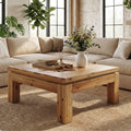 31.5" Square Solid Wood Coffee Table with Chunky Square Legs