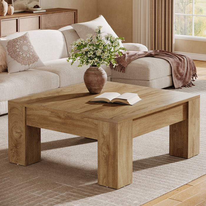 39" Farmhouse Square Coffee Table with Thick Legs