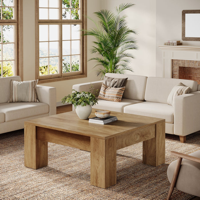 39" Farmhouse Square Coffee Table with Thick Legs