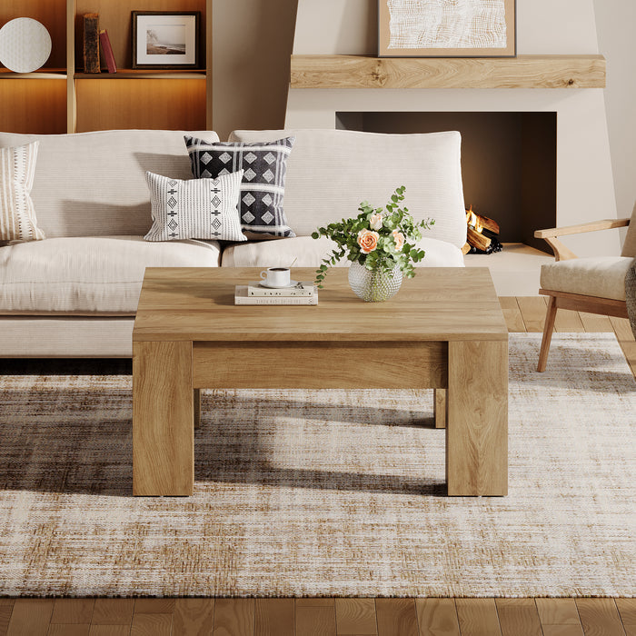 39" Farmhouse Square Coffee Table with Thick Legs
