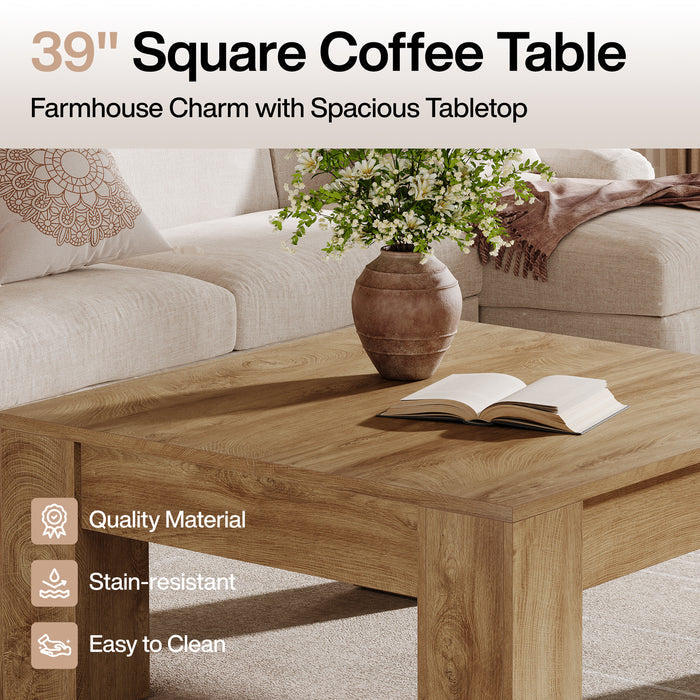 39" Farmhouse Square Coffee Table with Thick Legs