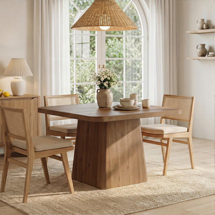 39" Square Solid Wood Dining Table for 2-4 People,  Modern Kitchen Table with Pedestal Base (Only Table)