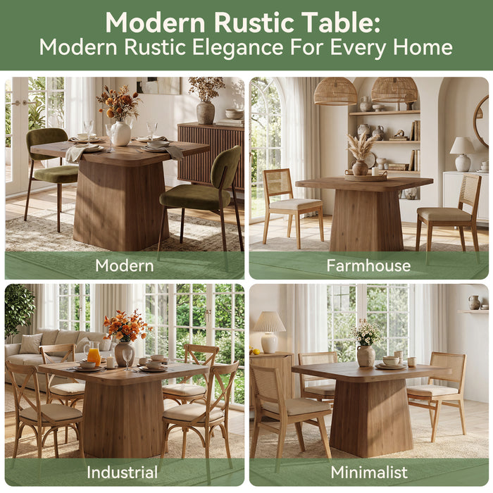 39" Square Solid Wood Dining Table for 2-4 People,  Modern Kitchen Table with Pedestal Base (Only Table)