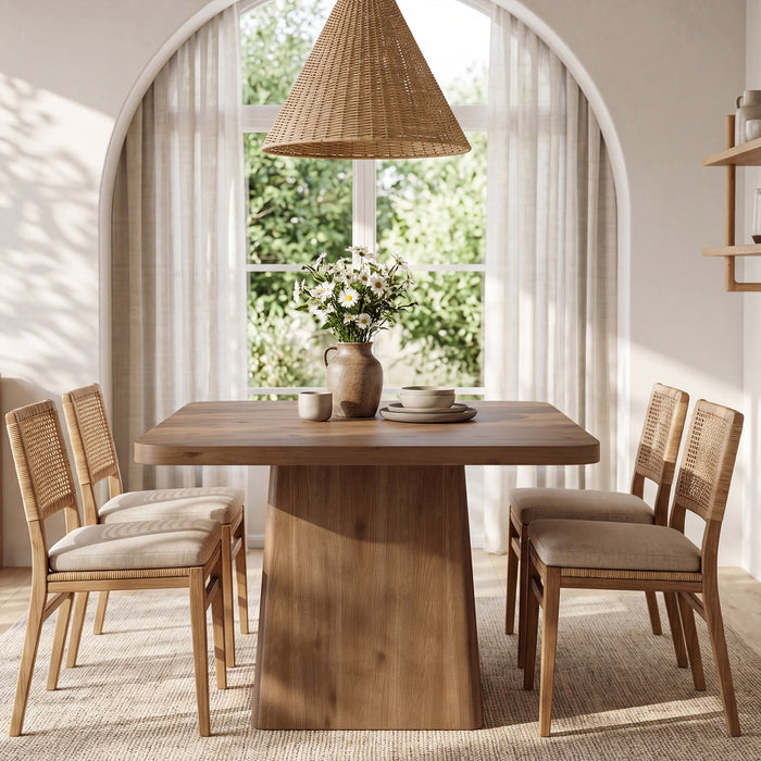 39" Square Solid Wood Dining Table for 2-4 People,  Modern Kitchen Table with Pedestal Base (Only Table)
