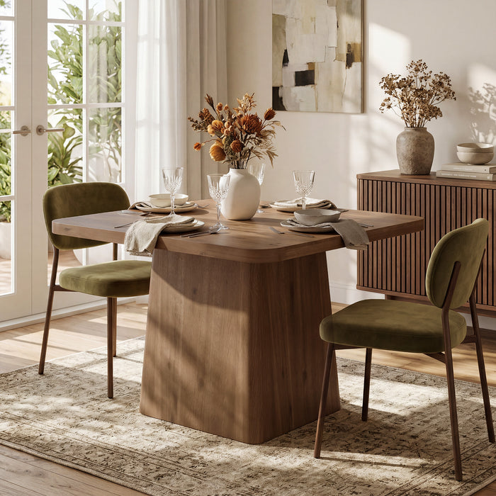 39" Square Solid Wood Dining Table for 2-4 People,  Modern Kitchen Table with Pedestal Base (Only Table)