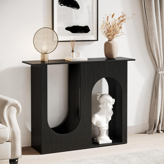 39.4" Console Table, Narrow Sofa Table Behind Couch with Arched Design Tribesigns