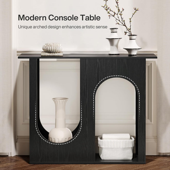 39.4" Console Table, Narrow Sofa Table Behind Couch with Arched Design Tribesigns