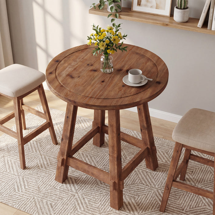 39.4" Solid Wood Bar Table, Farmhouse High Top Pub Bistro Tables for Kitchen