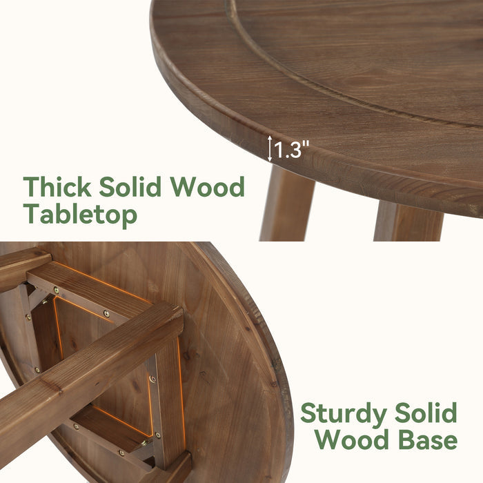 39.4" Solid Wood Bar Table, Farmhouse High Top Pub Bistro Tables for Kitchen