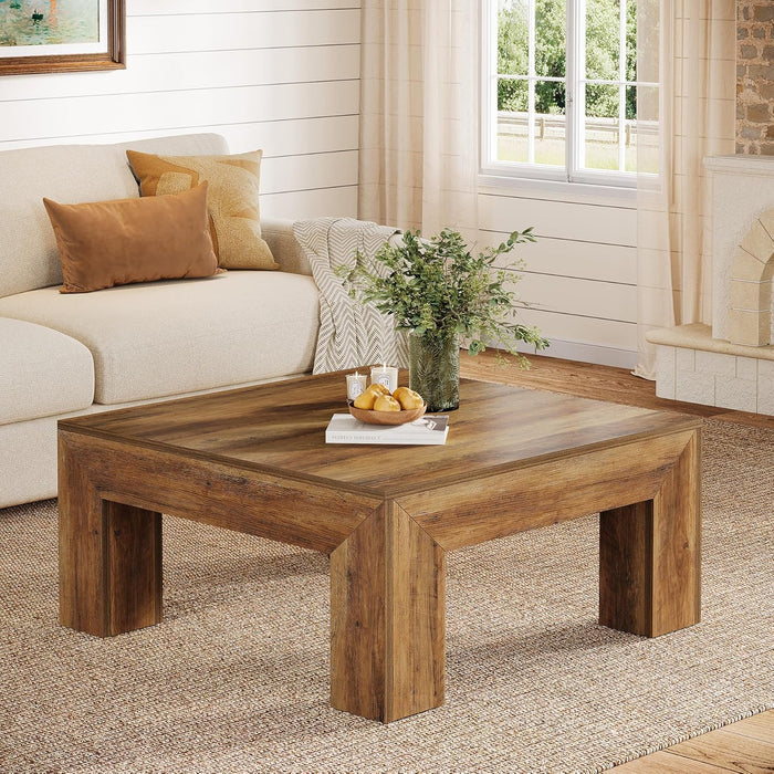 39.4" Square Coffee Table with Chunky Legs