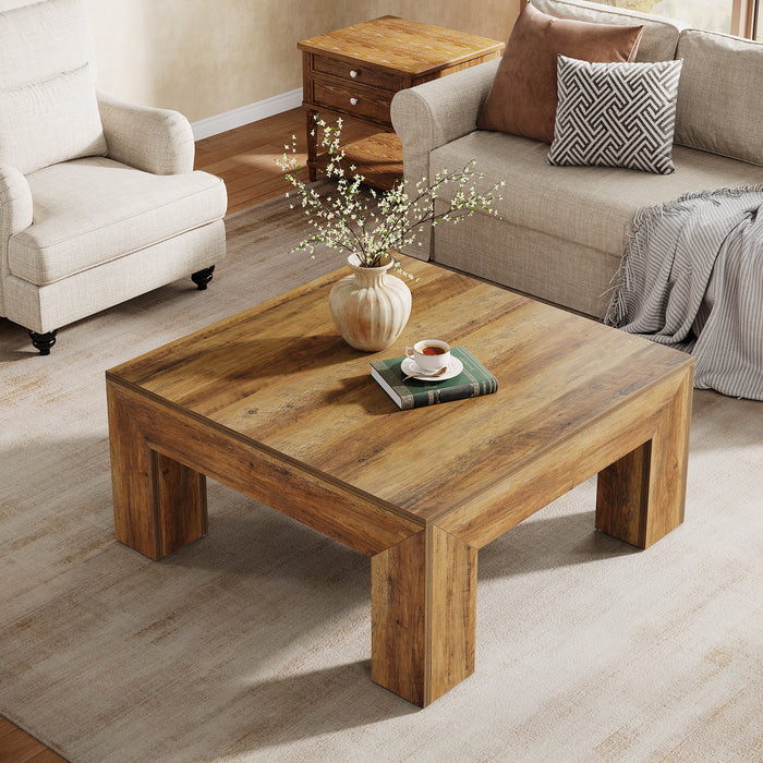 39.4" Square Coffee Table with Chunky Legs