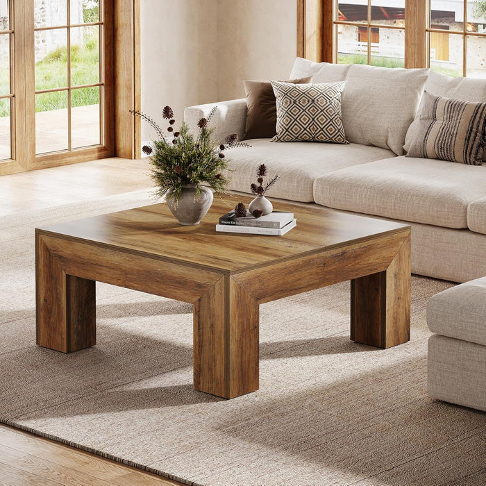 39.4" Square Coffee Table with Chunky Legs