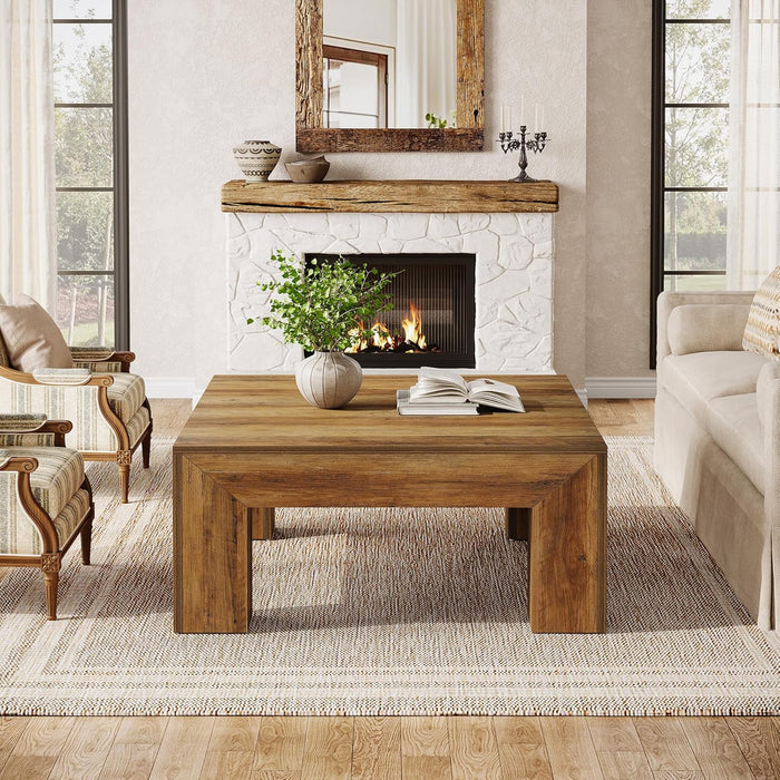 39.4" Square Coffee Table with Chunky Legs