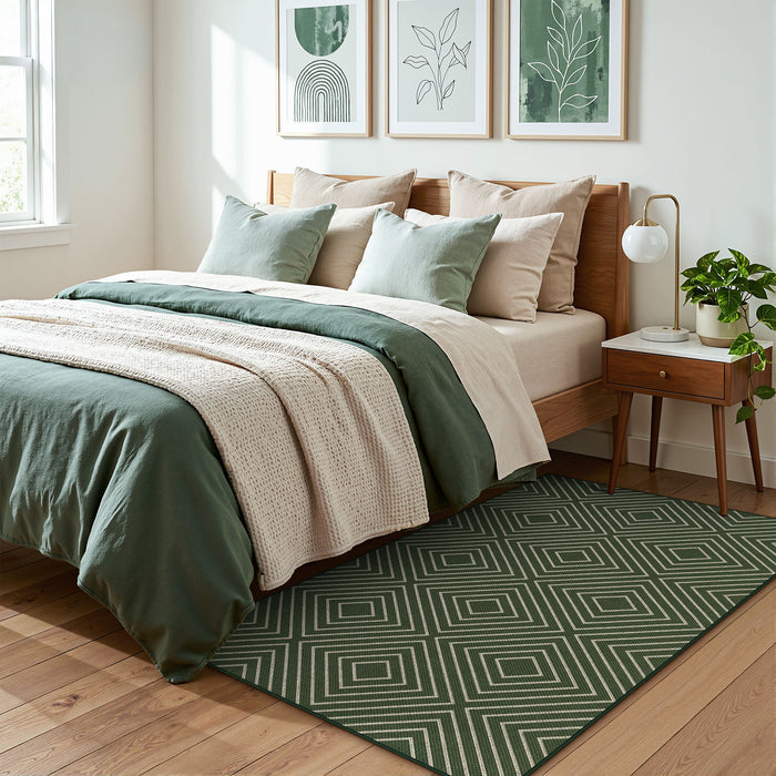 3x5 Modern Easy Jute Geometric Patio Rug#Color_Green