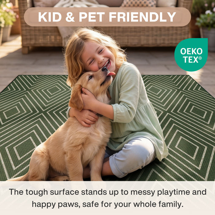 3x5 Modern Easy Jute Geometric Patio Rug