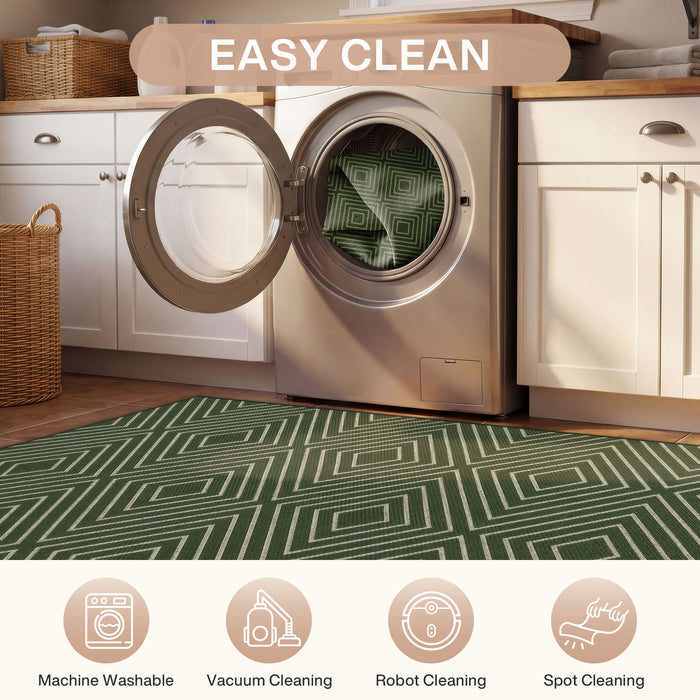 3x5 Modern Easy Jute Geometric Patio Rug
