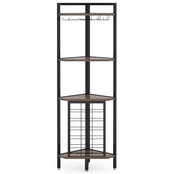 Wine Rack, 4 Tier Corner Shelf with Glass Holder Tribesigns