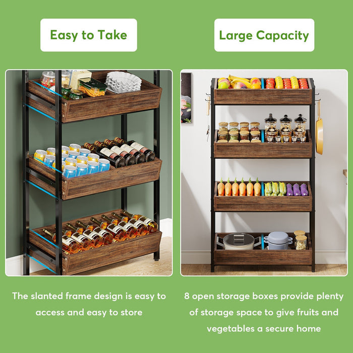 Product Features of Farmhouse-style baker's rack with wood and metal frame of Tribesigns.
