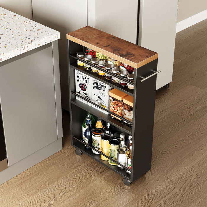6.3-Inch Wide Slim Rolling Storage Cart, 4-Tier Narrow Utility Cart