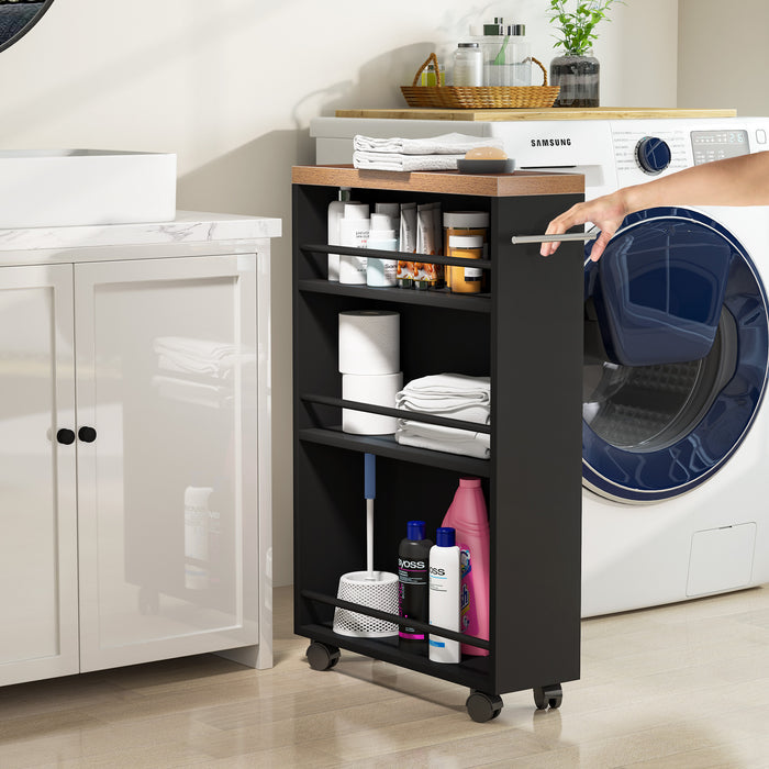 Tribesigns 6.3-inch wide slim rolling storage cart with 4 tiers and wheels