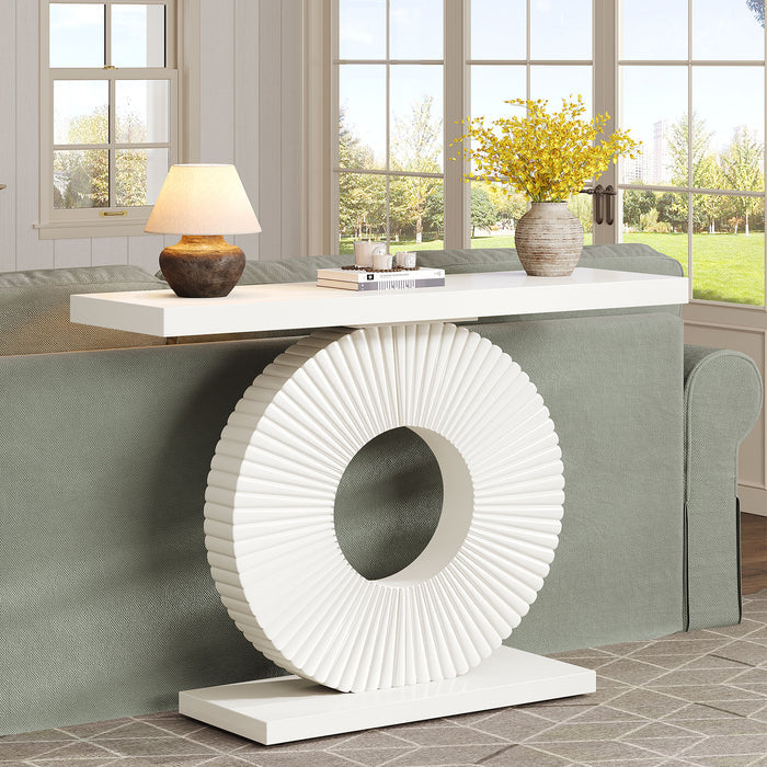 40" Console Table with Geometric Base, Modern Entryway Table Sofa Table