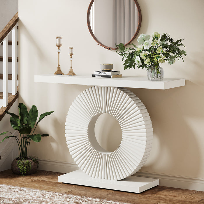 40" Console Table with Geometric Base, Modern Entryway Table Sofa Table
