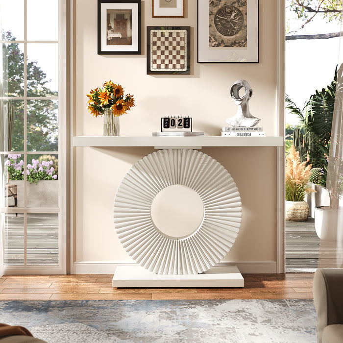 40" Console Table with Geometric Base, Modern Entryway Table Sofa Table