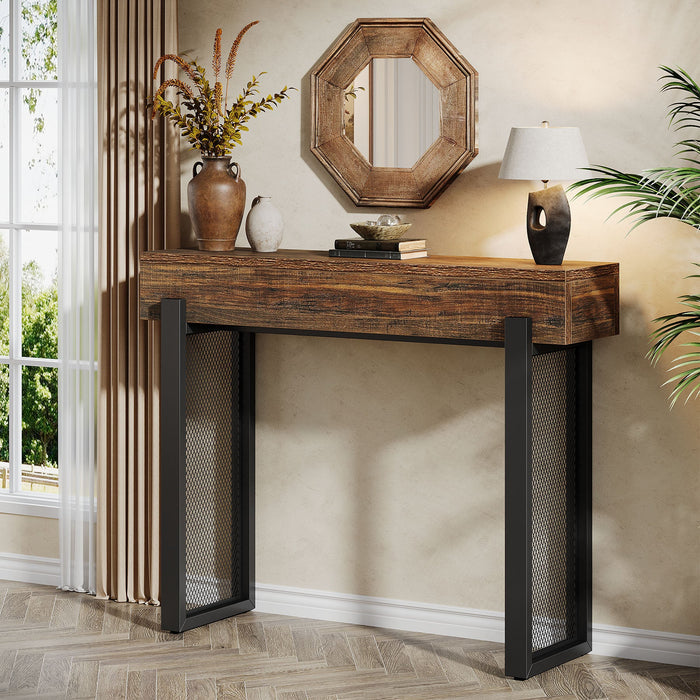 41" Console Table, Small Sofa Entryway Table with Storage and Mesh Metal Legs Tribesigns