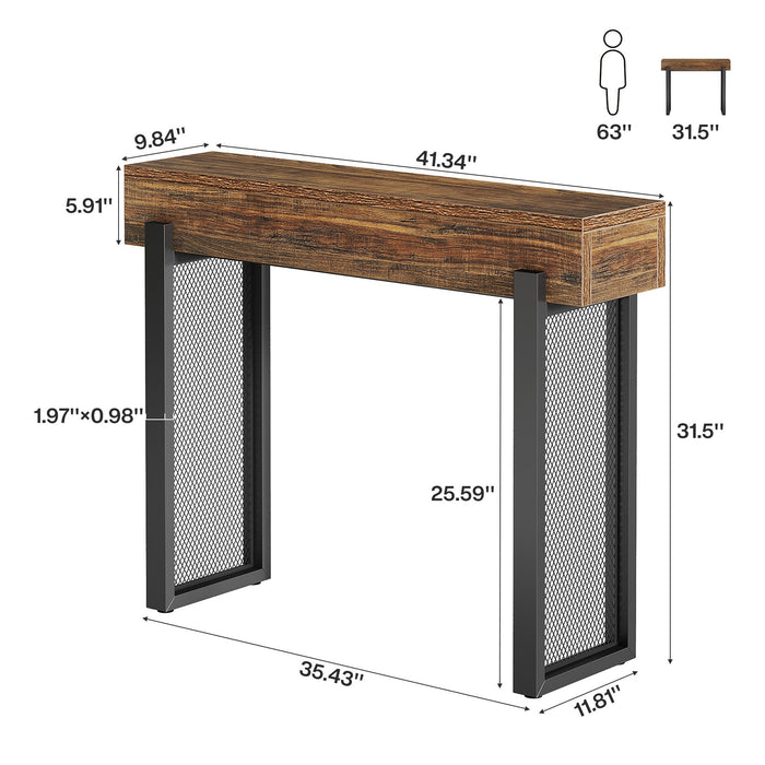 41" Console Table, Small Sofa Entryway Table with Storage and Mesh Metal Legs Tribesigns