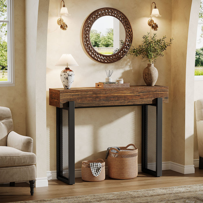 41" Console Table, Small Sofa Entryway Table with Storage and Mesh Metal Legs Tribesigns