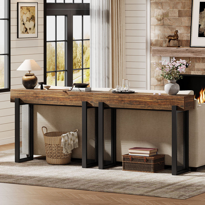 41" Console Table, Small Sofa Entryway Table with Storage and Mesh Metal Legs Tribesigns