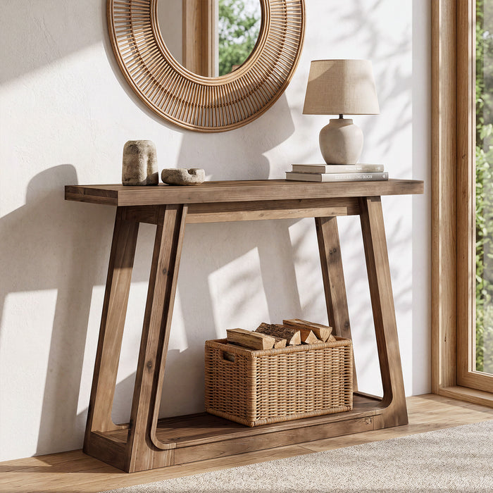 41" Solid Wood Console Table, 2-Tier Entryway Sofa Table for Living Room, Hallway