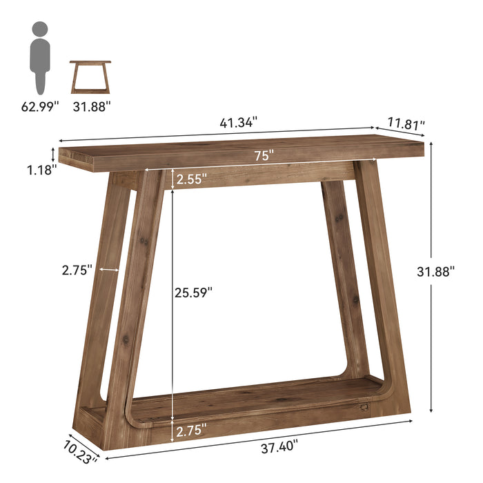 41" Solid Wood Console Table, 2-Tier Entryway Sofa Table for Living Room, Hallway